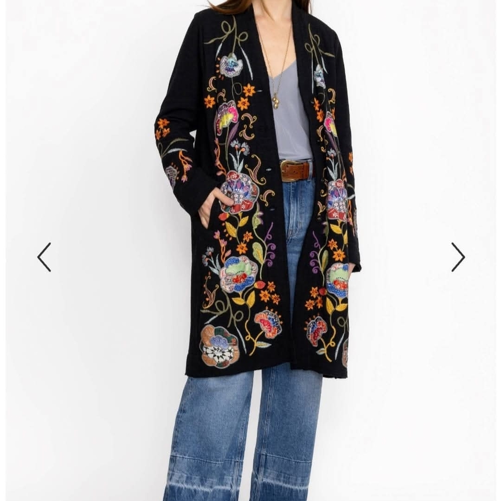 Johnny Was Taria Applique Embroidered Cardigan